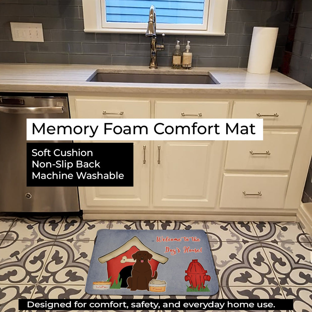 Dog House Collection Chocolate Labrador Memory Foam Kitchen Mat Machine Washable Anti-Fatigue Cushion Comfort Bath or Kitchen Rug