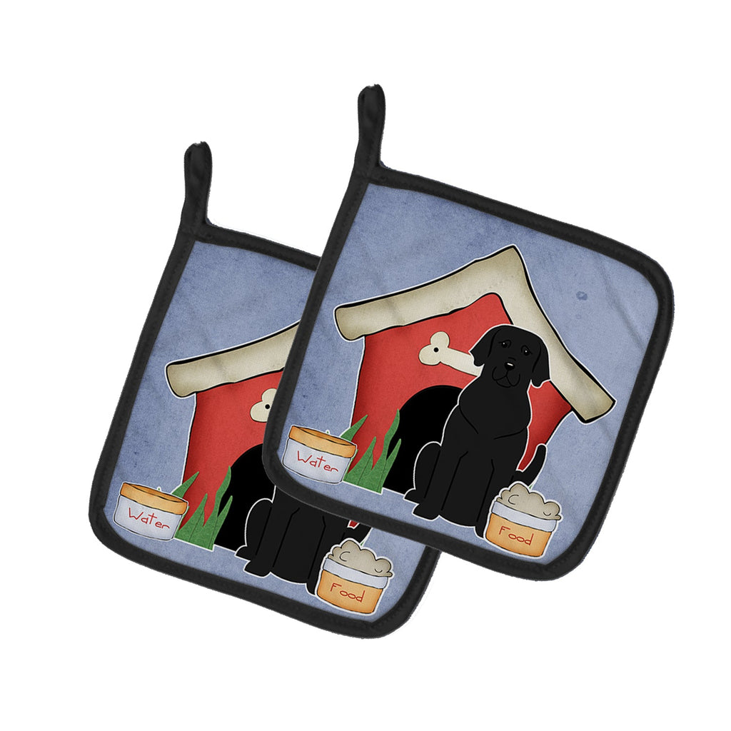 Dog House Collection Black Labrador Pot Holder Set of 2 Heat Resistant Quilted Hot Pads 7.5 x 7.5 Inch, Insulated Kitchen Trivets for Cooking & Baking