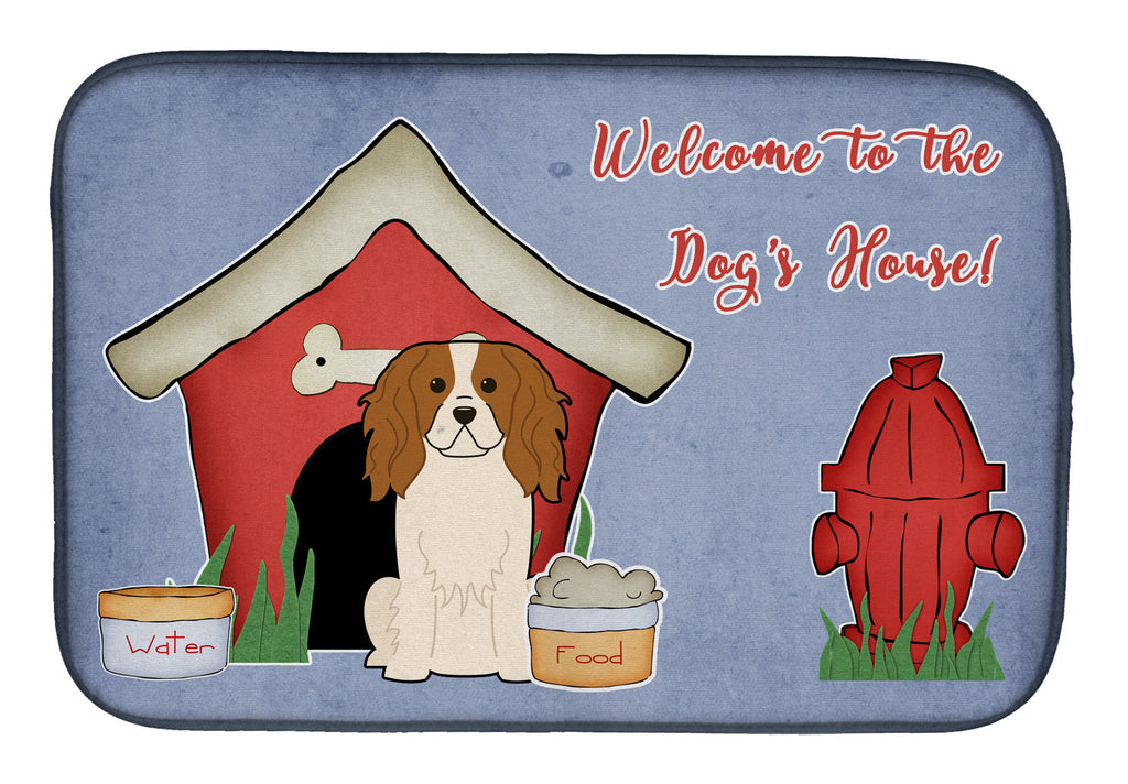 Dog House Collection Cavalier Spaniel Dish Drying Mat Absorbent Dish Drying Mat Pad for Kitchen Counter Dish Drainer Mat for Countertop, 14 x 21", Multicolor