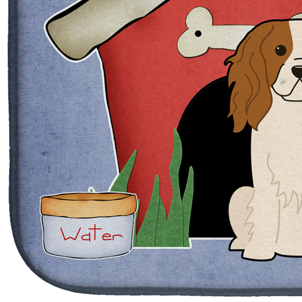 Dog House Collection Cavalier Spaniel Dish Drying Mat Absorbent Dish Drying Mat Pad for Kitchen Counter Dish Drainer Mat for Countertop, 14 x 21", Multicolor
