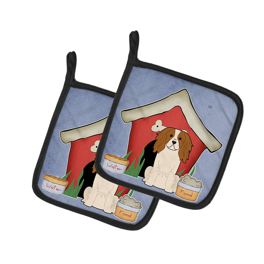 Dog House Collection Cavalier Spaniel Pot Holder Set of 2 Heat Resistant Quilted Hot Pads 7.5 x 7.5 Inch, Insulated Kitchen Trivets for Cooking & Baking