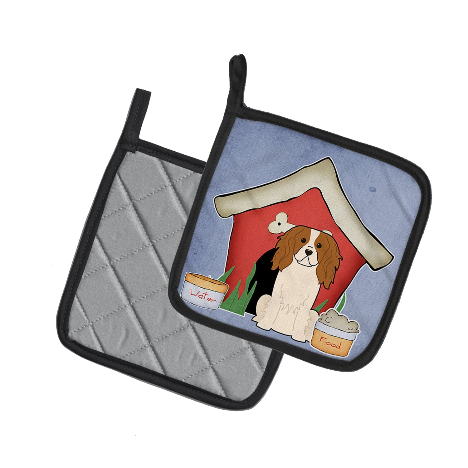Dog House Collection Cavalier Spaniel Pot Holder Set of 2 Heat Resistant Quilted Hot Pads 7.5 x 7.5 Inch, Insulated Kitchen Trivets for Cooking & Baking