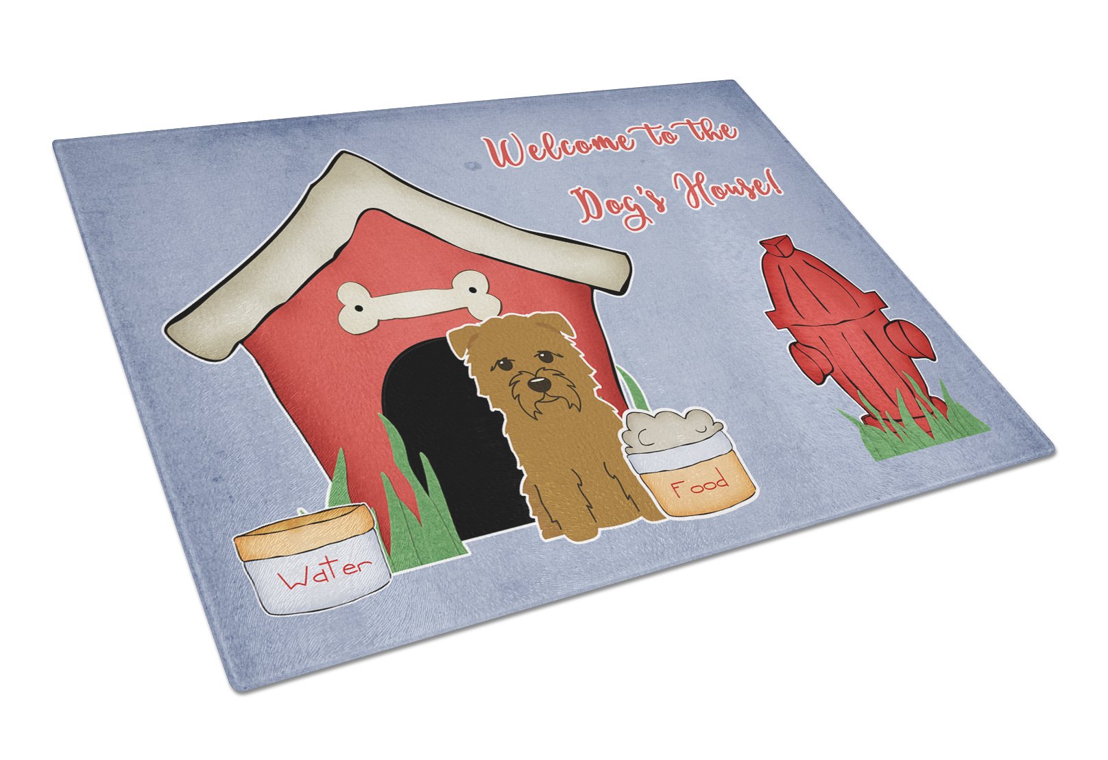 Dog House Collection Glen of Imal Tan Cutting Board Tempered Glass Kitchen Cutting Surface, Heat Resistant Chopping, Non-Slip Feet, Food Prep & Serving