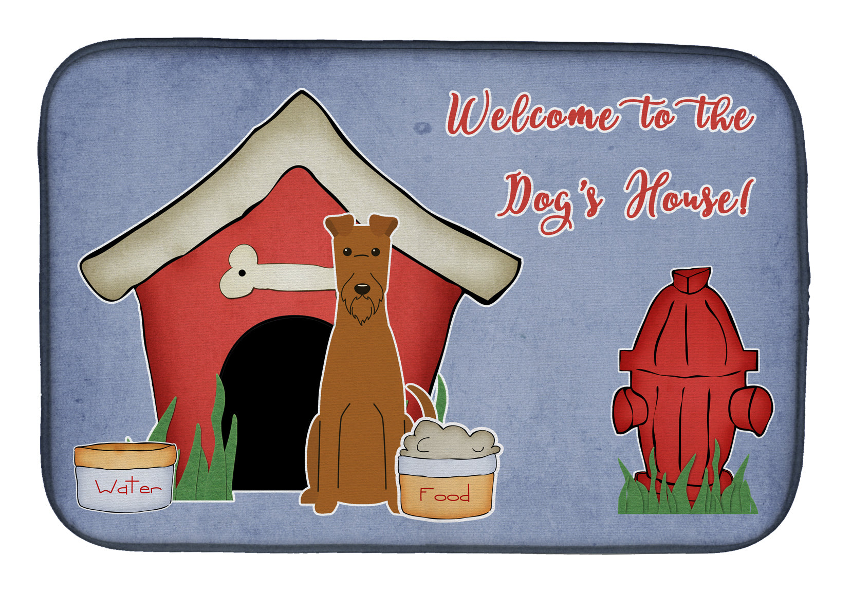 Dog House Collection Irish Terrier Dish Drying Mat Absorbent Dish Drying Mat Pad for Kitchen Counter Dish Drainer Mat for Countertop, 14 x 21", Multicolor