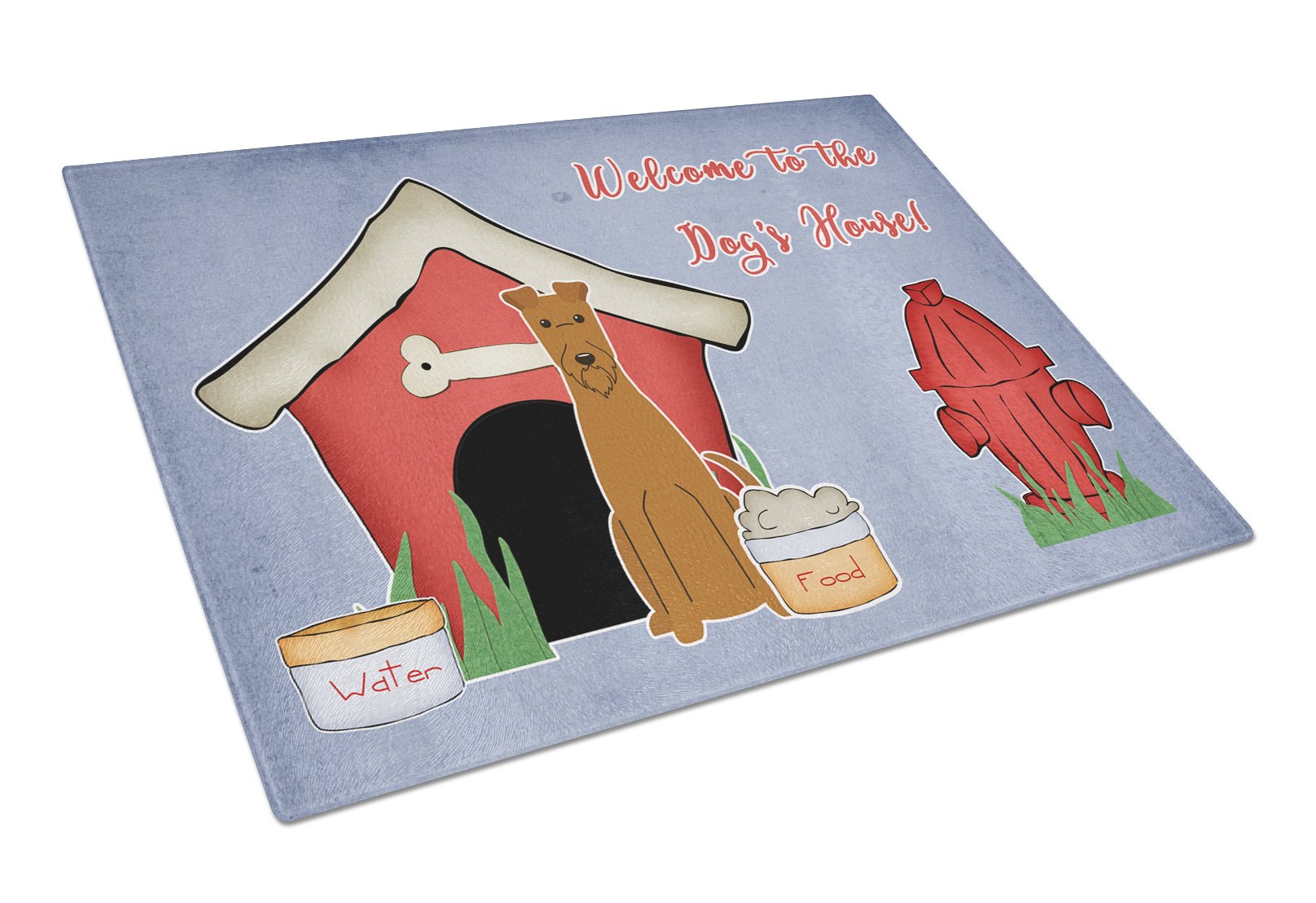 Dog House Collection Irish Terrier Cutting Board Tempered Glass Kitchen Cutting Surface, Heat Resistant Chopping, Non-Slip Feet, Food Prep & Serving