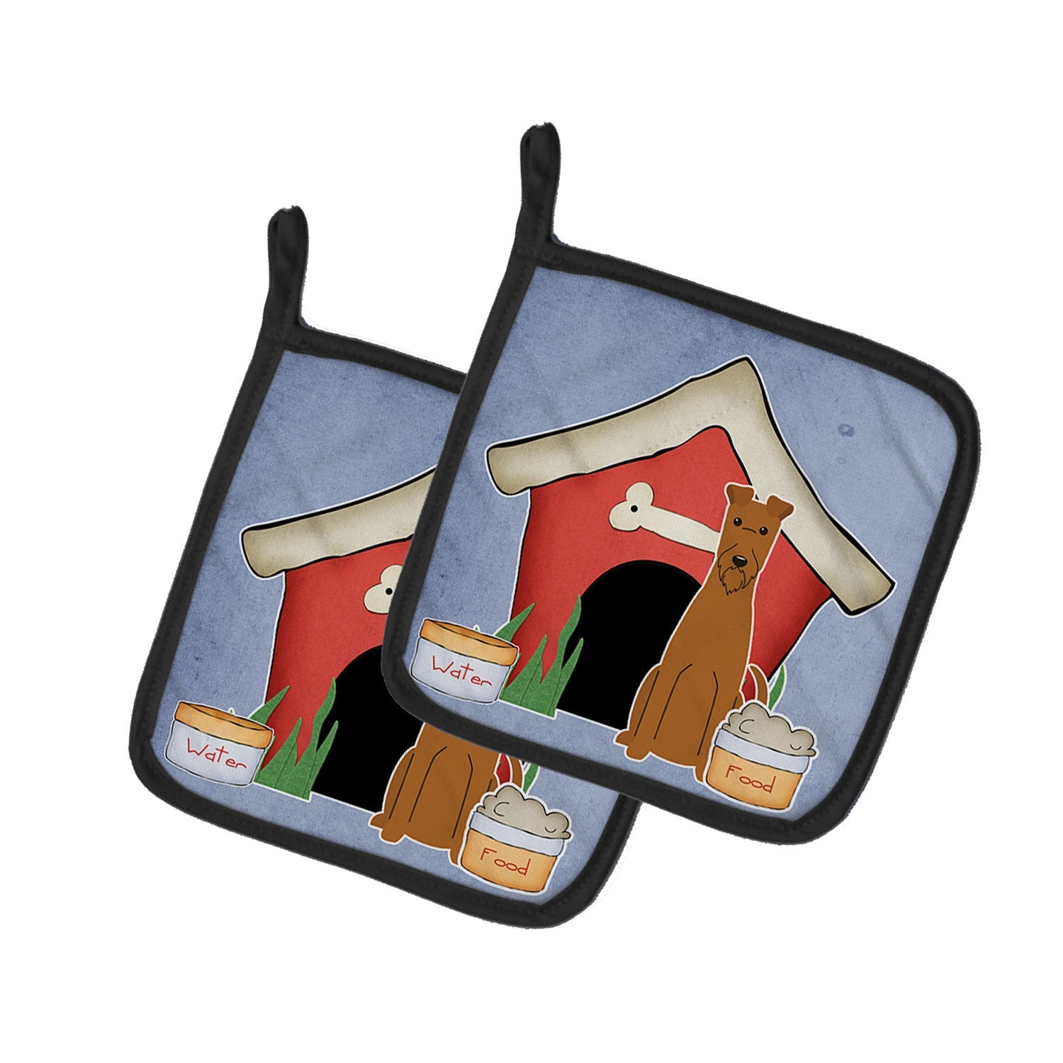 Dog House Collection Irish Terrier Pot Holder Set of 2 Heat Resistant Quilted Hot Pads 7.5 x 7.5 Inch, Insulated Kitchen Trivets for Cooking & Baking