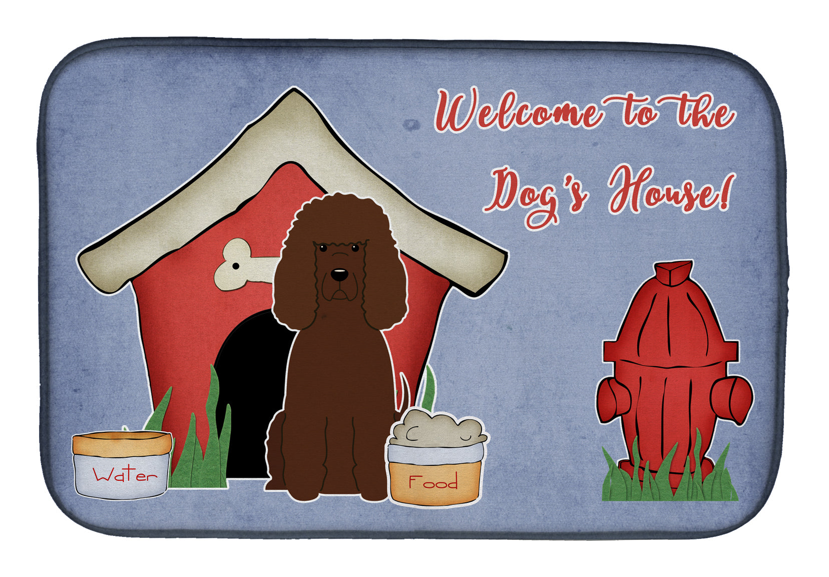 Dog House Collection Irish Water Spaniel Dish Drying Mat Absorbent Dish Drying Mat Pad for Kitchen Counter Dish Drainer Mat for Countertop, 14 x 21", Multicolor