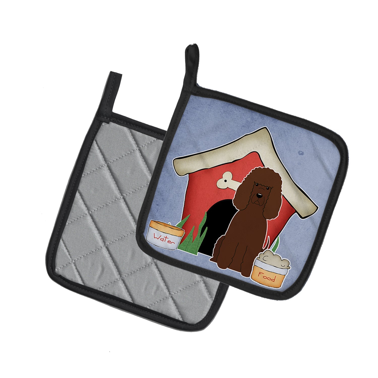 Dog House Collection Irish Water Spaniel Pot Holder Set of 2 Heat Resistant Quilted Hot Pads 7.5 x 7.5 Inch, Insulated Kitchen Trivets for Cooking & Baking