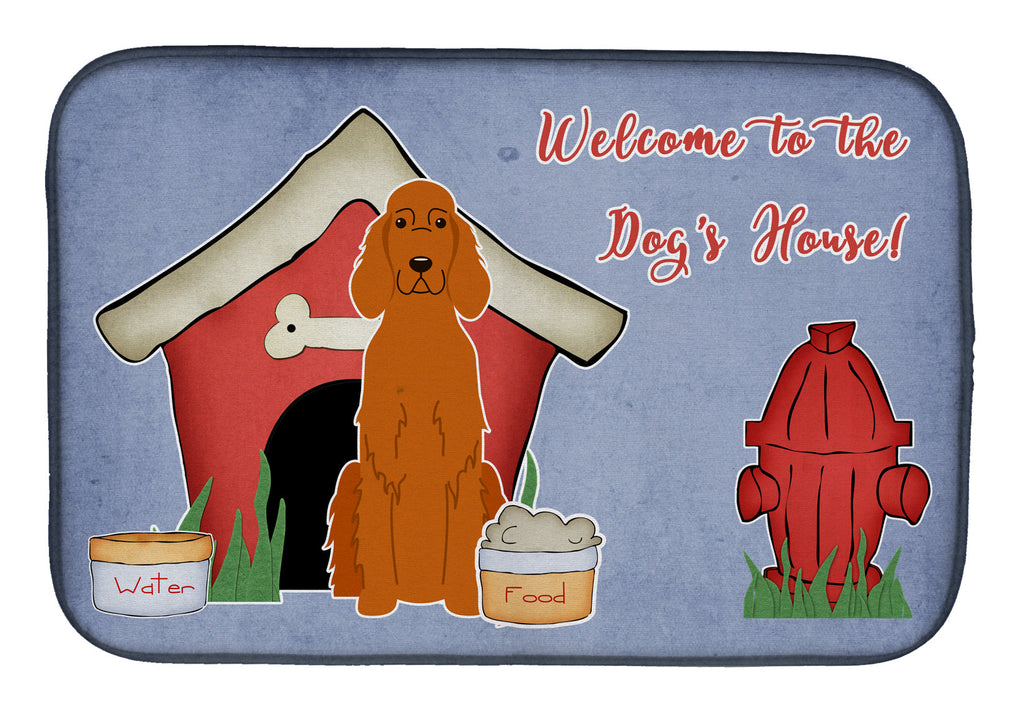 Dog House Collection Irish Setter Dish Drying Mat Absorbent Dish Drying Mat Pad for Kitchen Counter Dish Drainer Mat for Countertop, 14 x 21", Multicolor