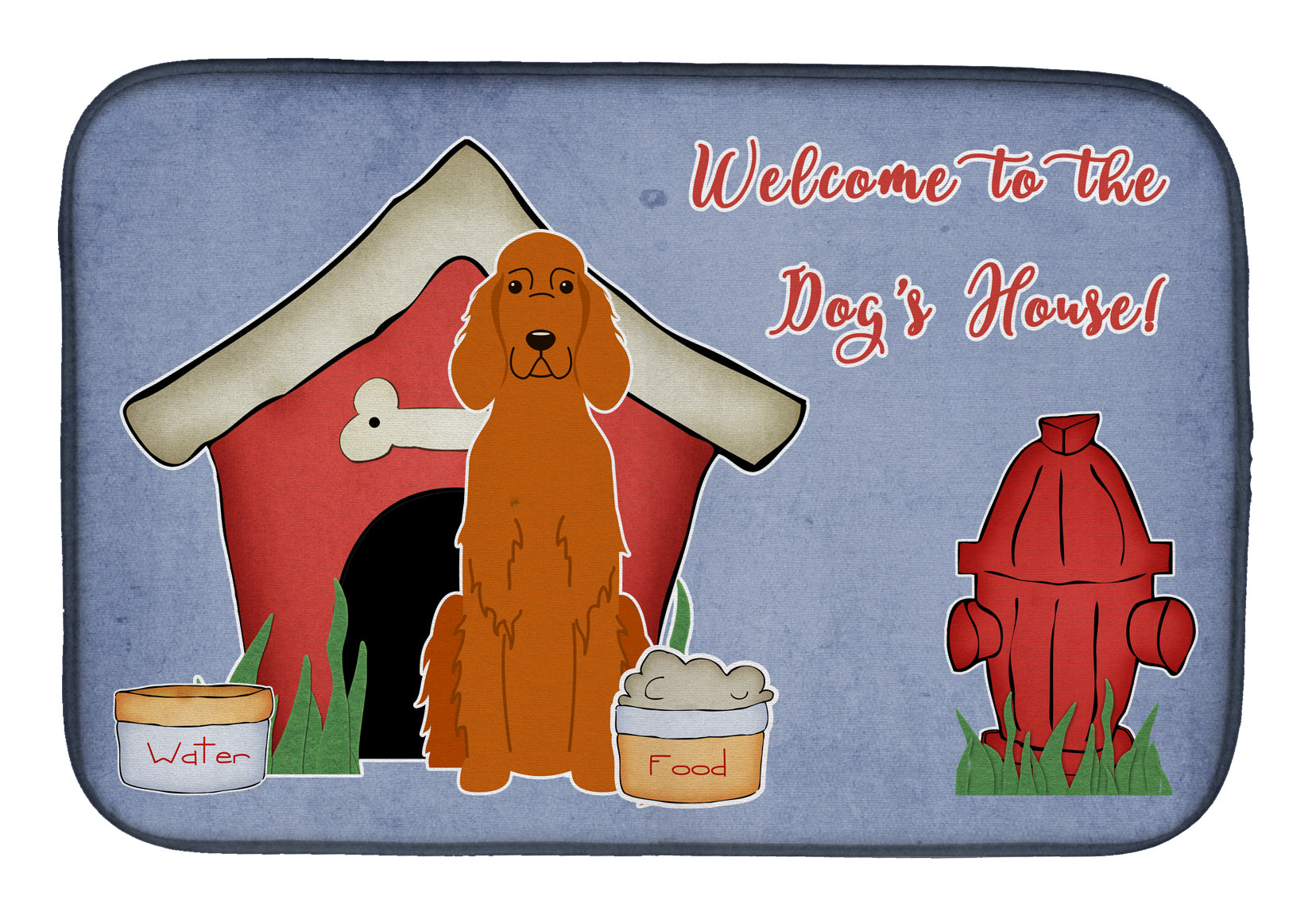 Dog House Collection Irish Setter Dish Drying Mat Absorbent Dish Drying Mat Pad for Kitchen Counter Dish Drainer Mat for Countertop, 14 x 21", Multicolor