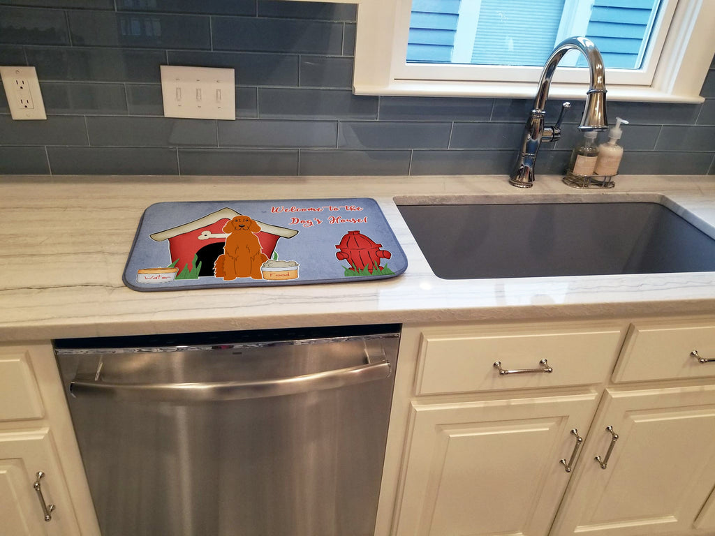 Dog House Collection Irish Setter Dish Drying Mat Absorbent Dish Drying Mat Pad for Kitchen Counter Dish Drainer Mat for Countertop, 14 x 21", Multicolor