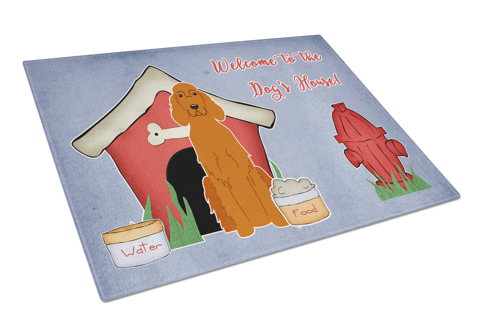 Dog House Collection Irish Setter Cutting Board Tempered Glass Kitchen Cutting Surface, Heat Resistant Chopping, Non-Slip Feet, Food Prep & Serving