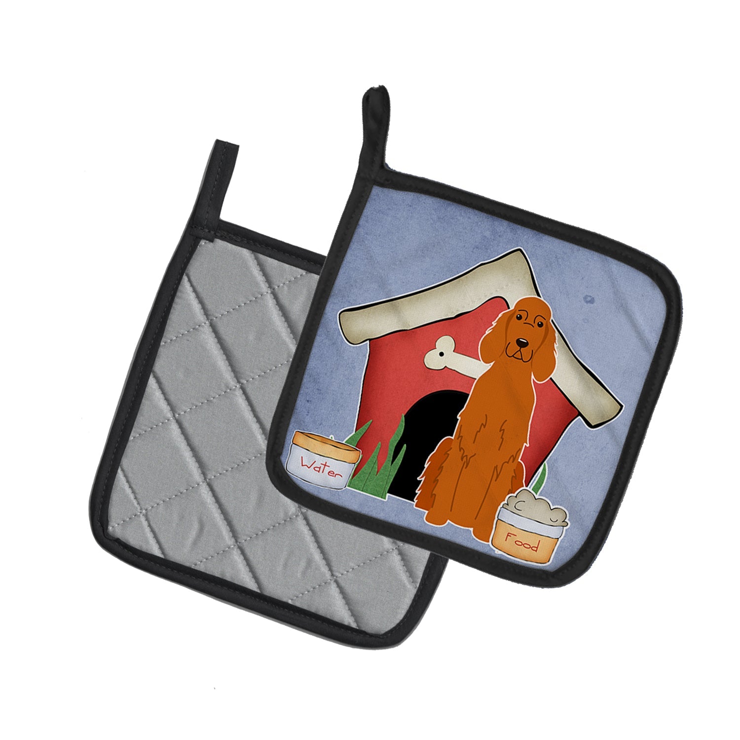 Dog House Collection Irish Setter Pot Holder Set of 2 Heat Resistant Quilted Hot Pads 7.5 x 7.5 Inch, Insulated Kitchen Trivets for Cooking & Baking