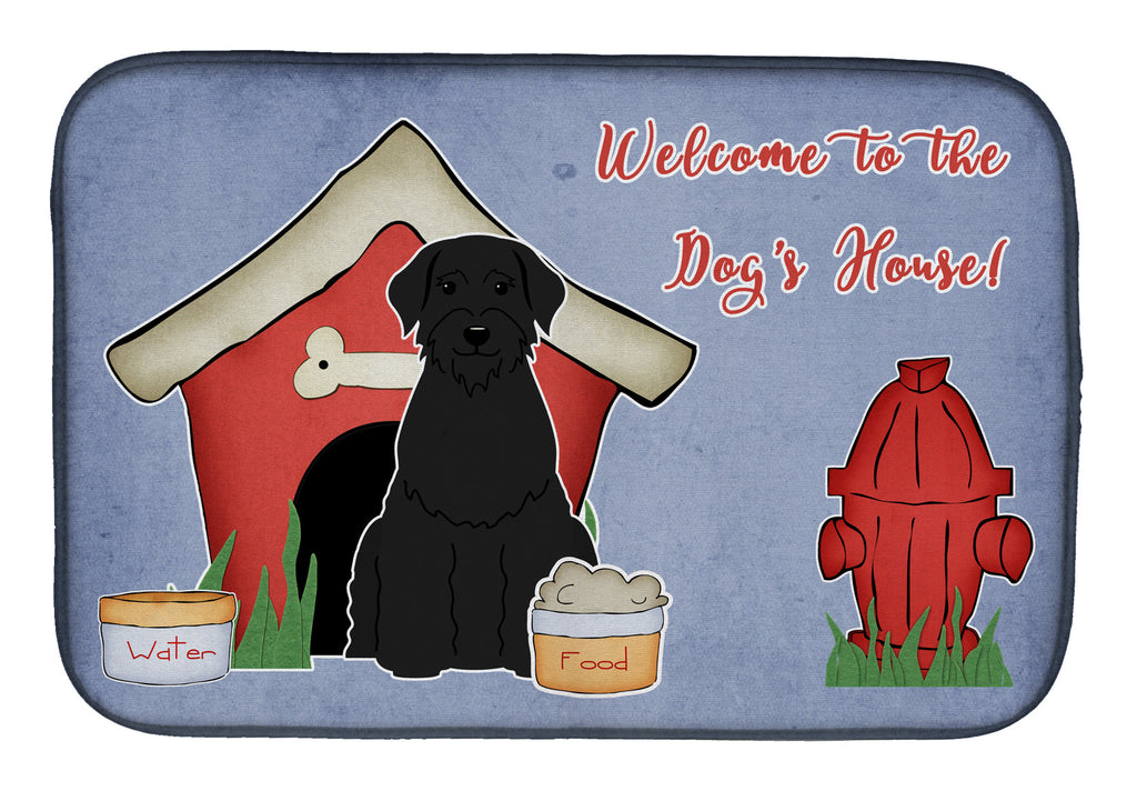 Dog House Collection Giant Schnauzer Dish Drying Mat Absorbent Dish Drying Mat Pad for Kitchen Counter Dish Drainer Mat for Countertop, 14 x 21", Multicolor