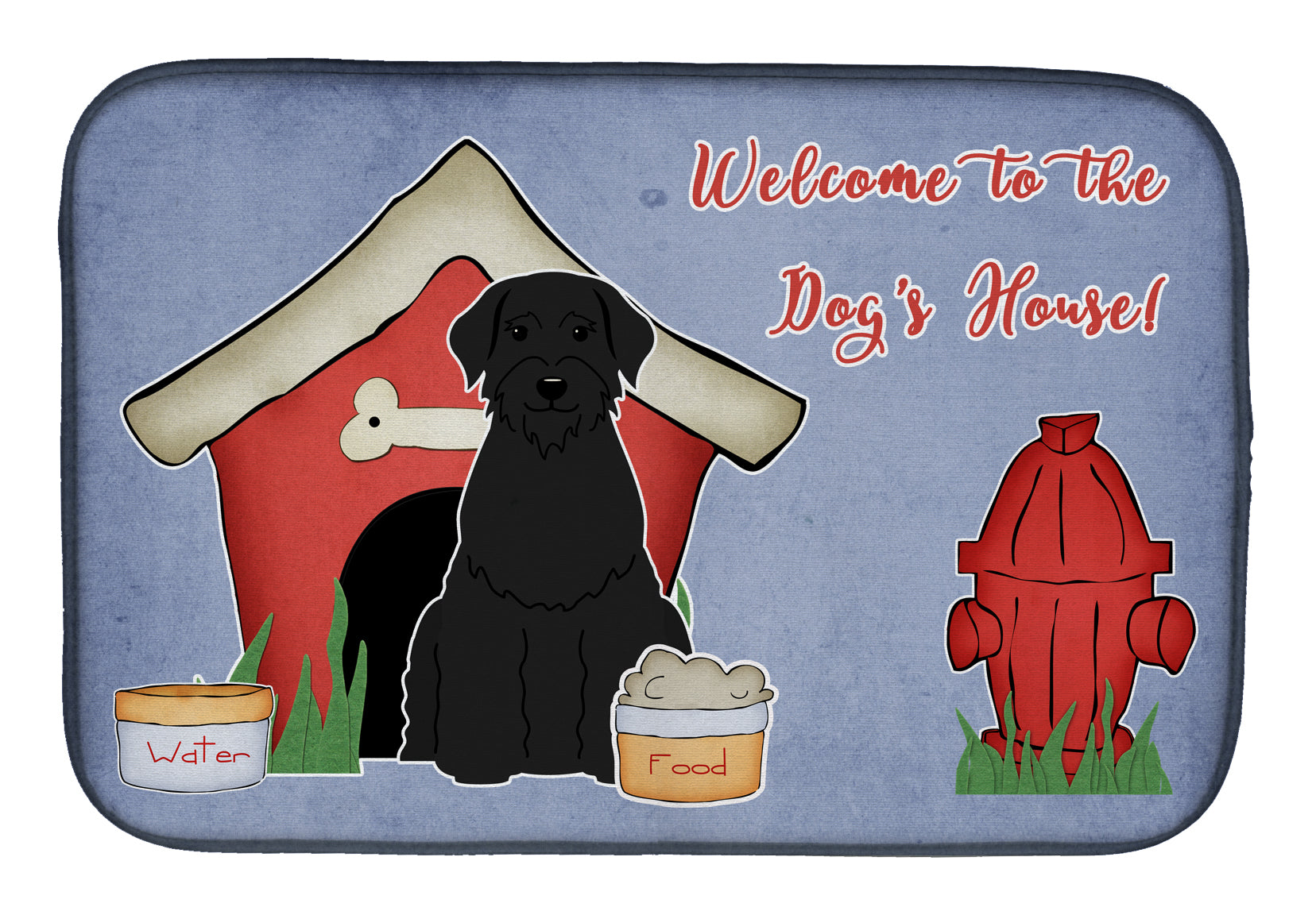 Dog House Collection Giant Schnauzer Dish Drying Mat Absorbent Dish Drying Mat Pad for Kitchen Counter Dish Drainer Mat for Countertop, 14 x 21", Multicolor