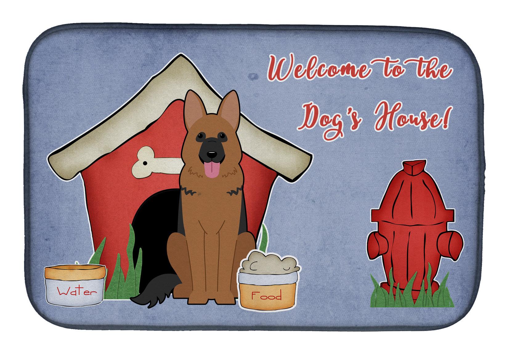 Dog House Collection German Shepherd Dish Drying Mat Absorbent Dish Drying Mat Pad for Kitchen Counter Dish Drainer Mat for Countertop, 14 x 21", Multicolor