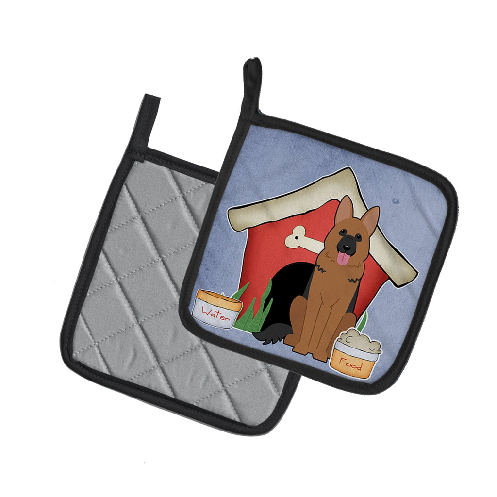 Dog House Collection German Shepherd Pot Holder Set of 2 Heat Resistant Quilted Hot Pads 7.5 x 7.5 Inch, Insulated Kitchen Trivets for Cooking & Baking