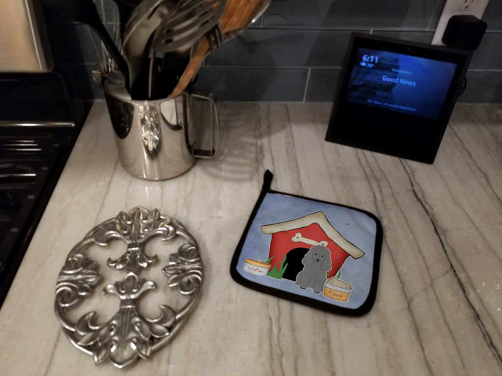 Dog House Collection Poodle Silver Pot Holder Set of 2 Heat Resistant Quilted Hot Pads 7.5 x 7.5 Inch, Insulated Kitchen Trivets for Cooking & Baking
