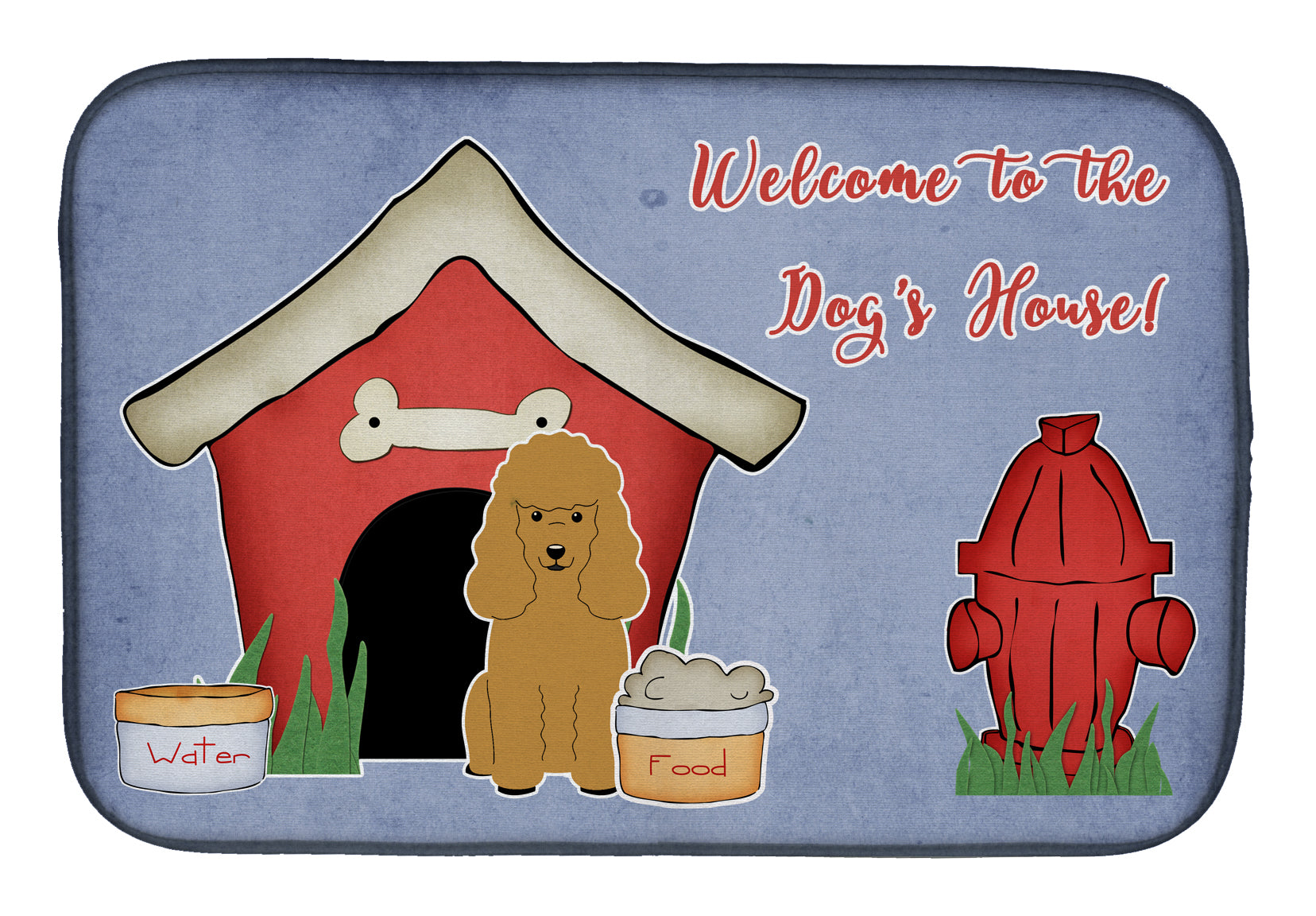 Dog House Collection Poodle Tan Dish Drying Mat Absorbent Dish Drying Mat Pad for Kitchen Counter Dish Drainer Mat for Countertop, 14 x 21", Multicolor
