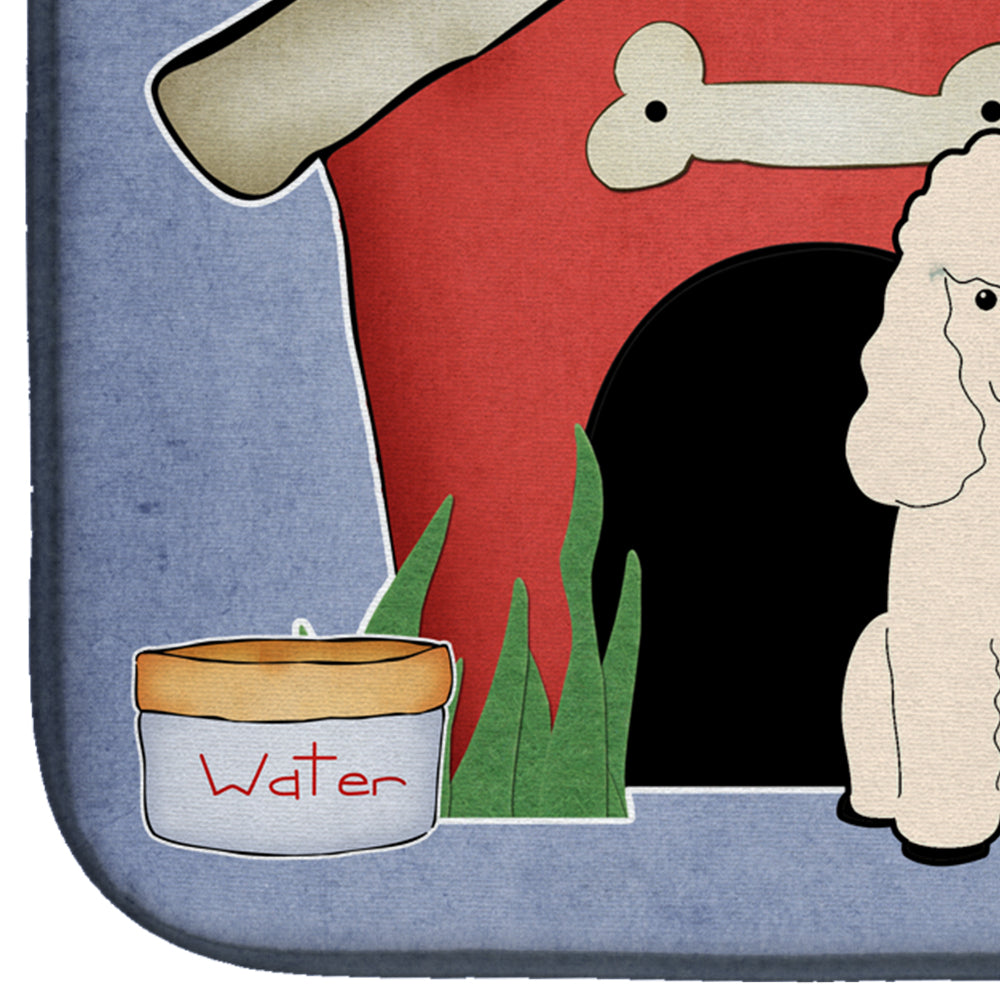 Dog House Collection Poodle White Dish Drying Mat Absorbent Dish Drying Mat Pad for Kitchen Counter Dish Drainer Mat for Countertop, 14 x 21", Multicolor