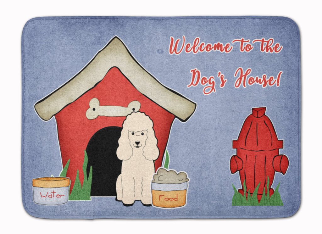 Dog House Collection Poodle White Memory Foam Kitchen Mat Machine Washable Anti-Fatigue Cushion Comfort Bath or Kitchen Rug
