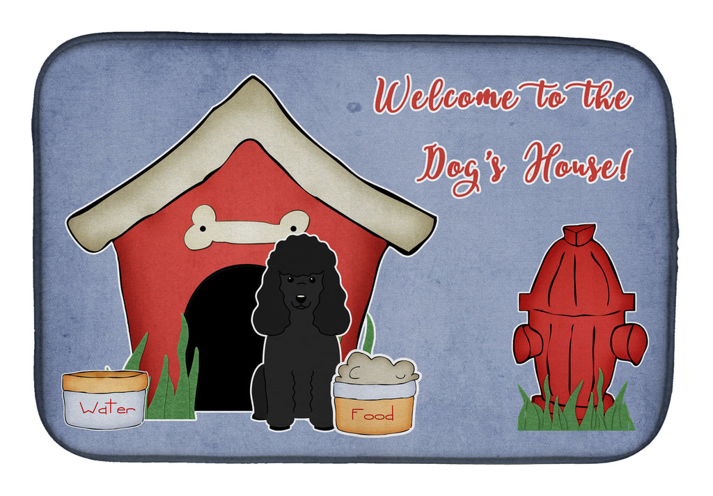 Dog House Collection Poodle Black Dish Drying Mat Absorbent Dish Drying Mat Pad for Kitchen Counter Dish Drainer Mat for Countertop, 14 x 21", Multicolor