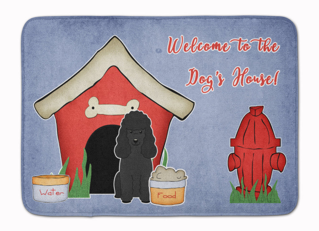 Dog House Collection Poodle Black Memory Foam Kitchen Mat Machine Washable Anti-Fatigue Cushion Comfort Bath or Kitchen Rug