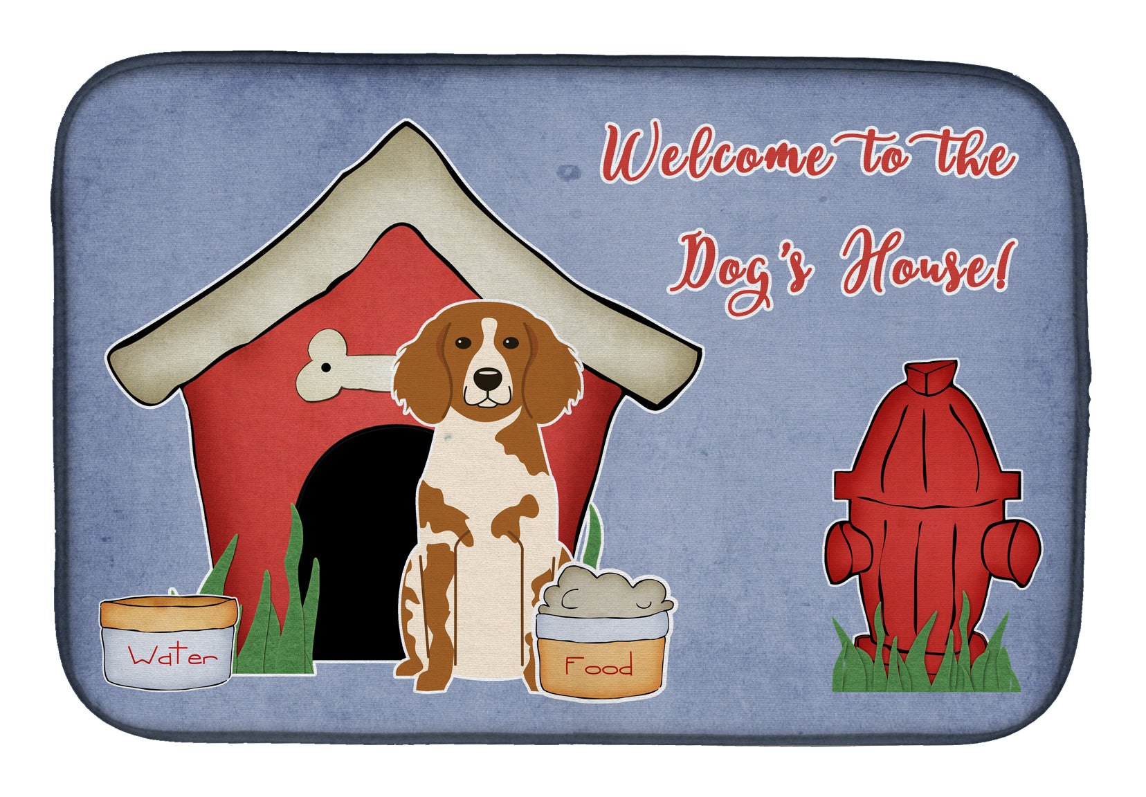 Dog House Collection Brittany Spaniel Dish Drying Mat Absorbent Dish Drying Mat Pad for Kitchen Counter Dish Drainer Mat for Countertop, 14 x 21", Multicolor