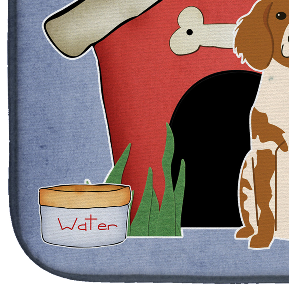 Dog House Collection Brittany Spaniel Dish Drying Mat Absorbent Dish Drying Mat Pad for Kitchen Counter Dish Drainer Mat for Countertop, 14 x 21", Multicolor