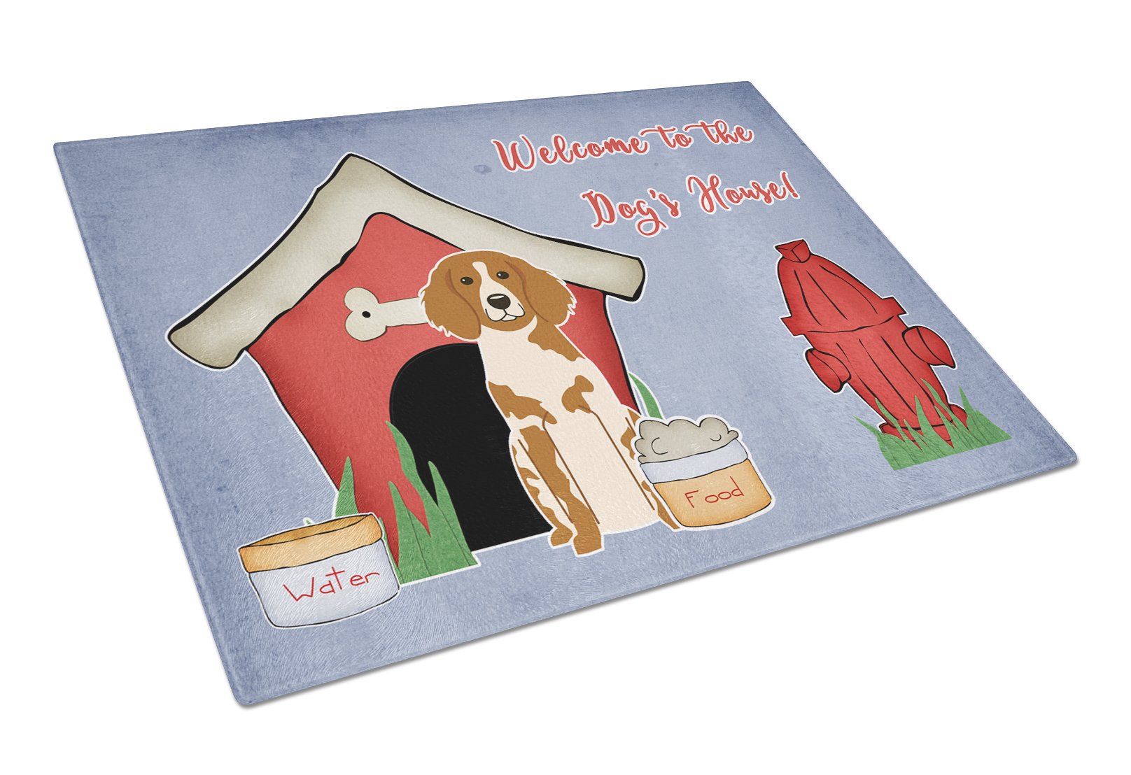 Dog House Collection Brittany Spaniel Cutting Board Tempered Glass Kitchen Cutting Surface, Heat Resistant Chopping, Non-Slip Feet, Food Prep & Serving