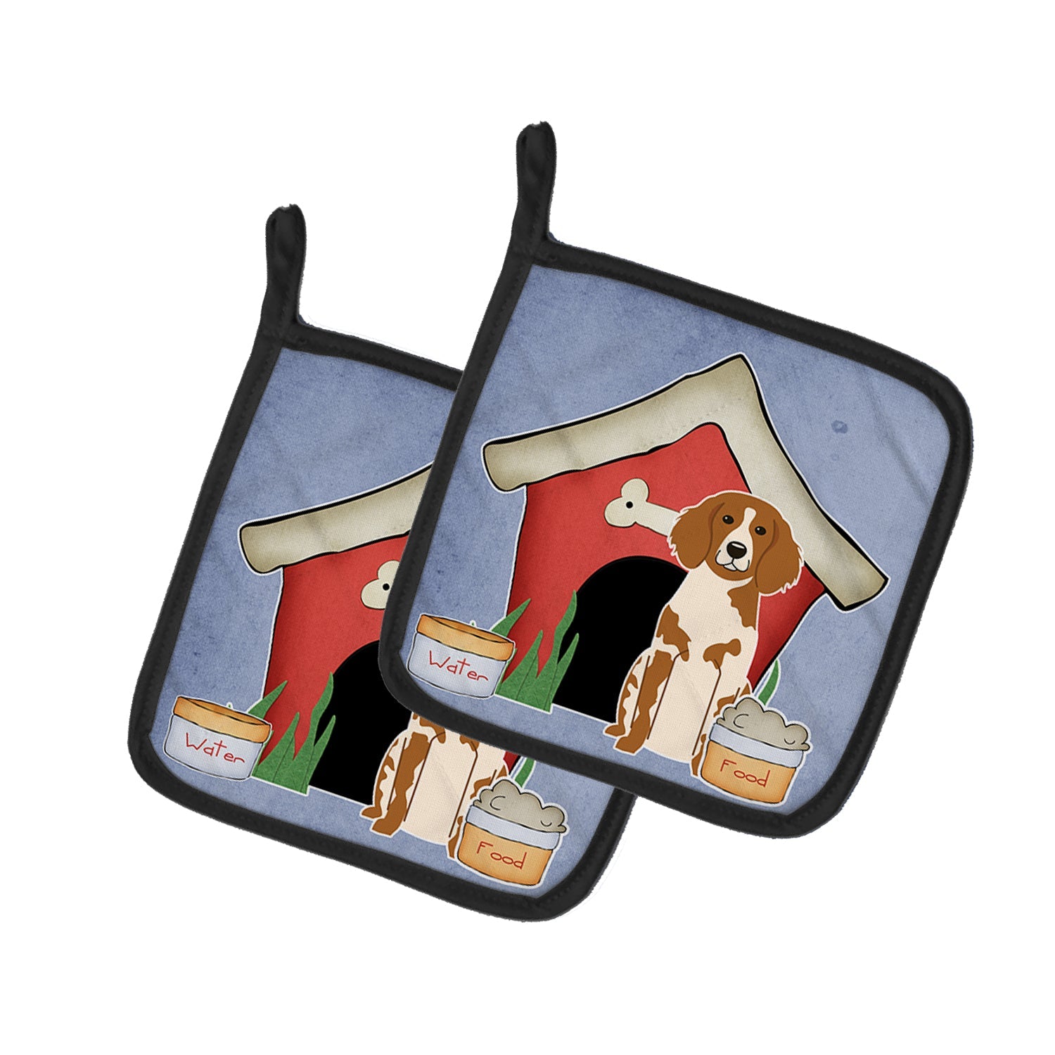 Dog House Collection Brittany Spaniel Pot Holder Set of 2 Heat Resistant Quilted Hot Pads 7.5 x 7.5 Inch, Insulated Kitchen Trivets for Cooking & Baking