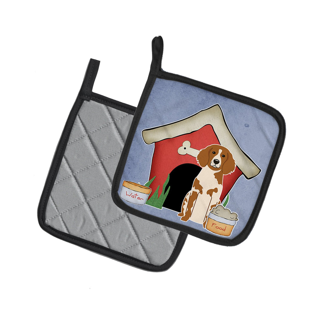 Dog House Collection Brittany Spaniel Pot Holder Set of 2 Heat Resistant Quilted Hot Pads 7.5 x 7.5 Inch, Insulated Kitchen Trivets for Cooking & Baking