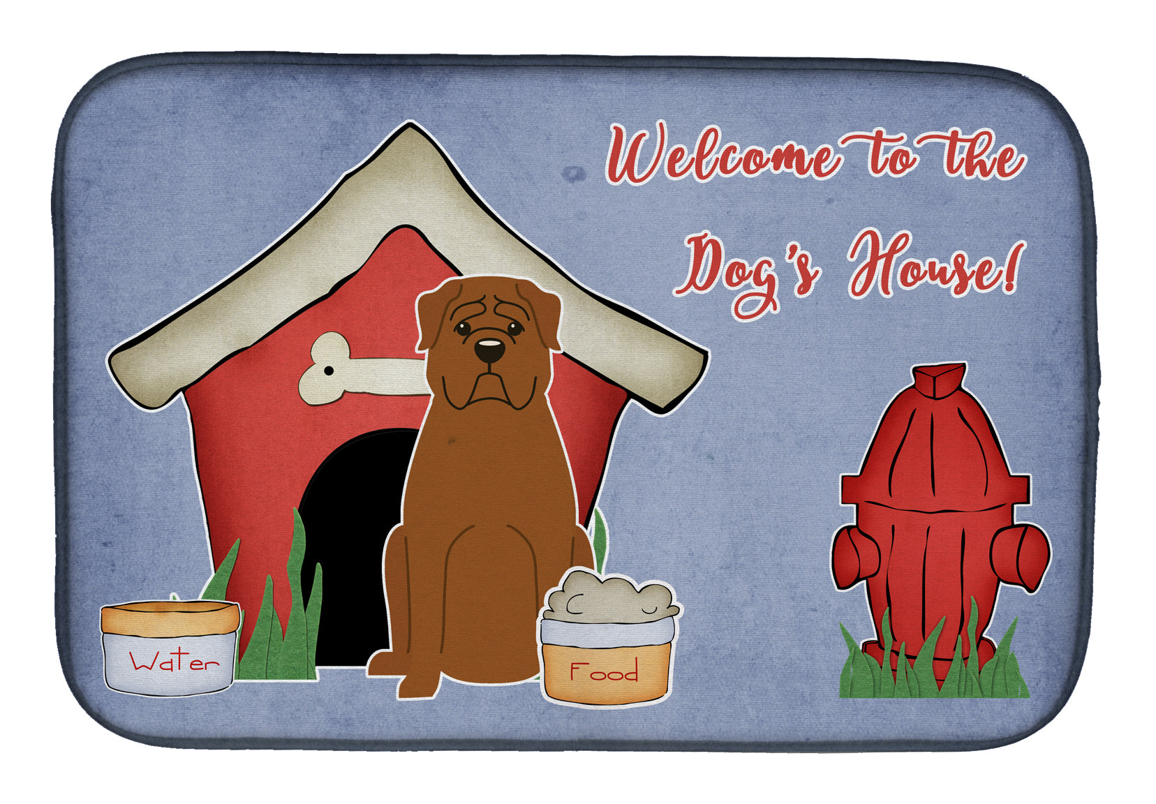 Dog House Collection Dogue de Bourdeaux Dish Drying Mat Absorbent Dish Drying Mat Pad for Kitchen Counter Dish Drainer Mat for Countertop, 14 x 21", Multicolor