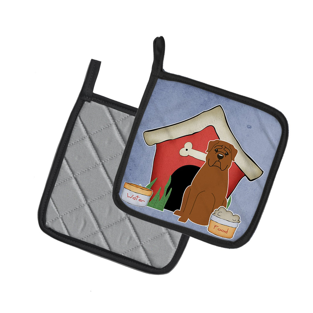 Dog House Collection Dogue de Bourdeaux Pot Holder Set of 2 Heat Resistant Quilted Hot Pads 7.5 x 7.5 Inch, Insulated Kitchen Trivets for Cooking & Baking