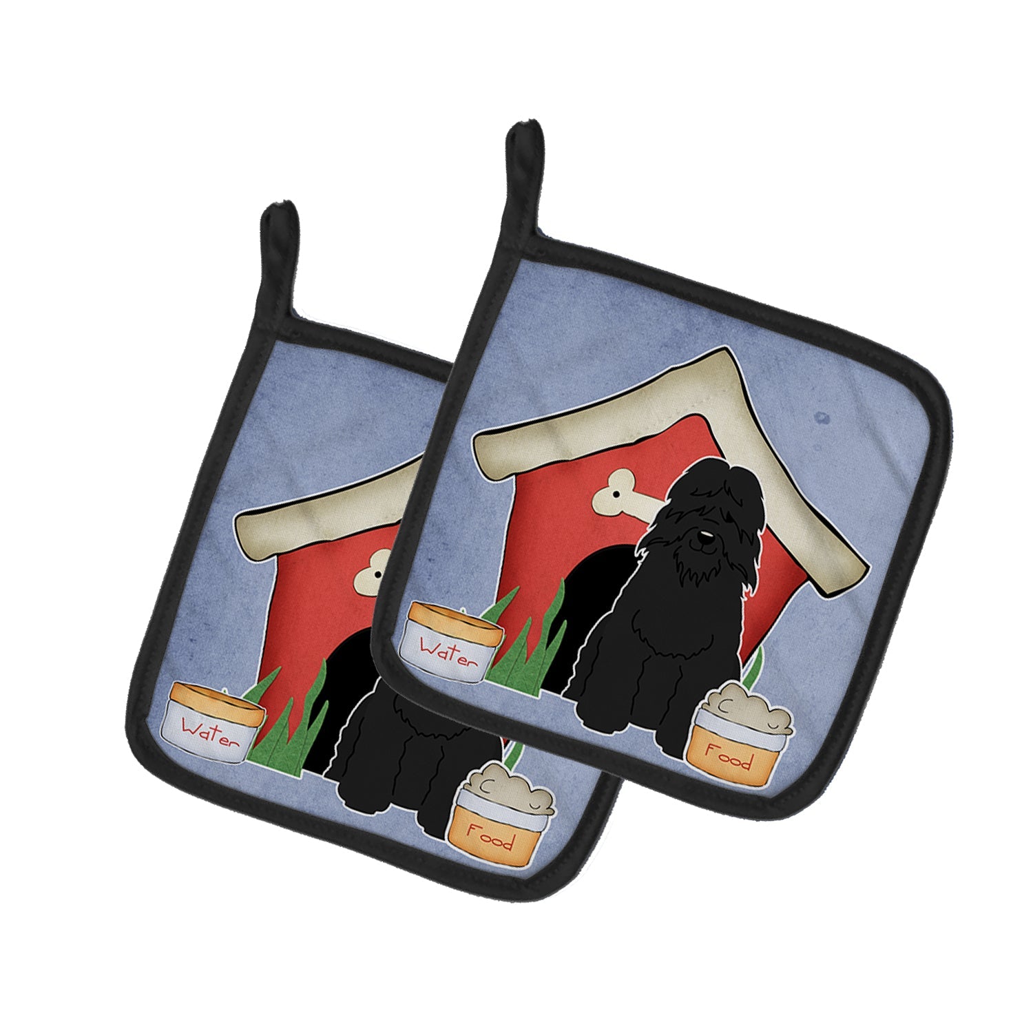 Dog House Collection Bouvier des Flandres Pot Holder Set of 2 Heat Resistant Quilted Hot Pads 7.5 x 7.5 Inch, Insulated Kitchen Trivets for Cooking & Baking