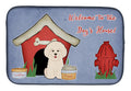 Dog House Collection Bichon Frise Dish Drying Mat Absorbent Dish Drying Mat Pad for Kitchen Counter Dish Drainer Mat for Countertop, 14 x 21", Multicolor