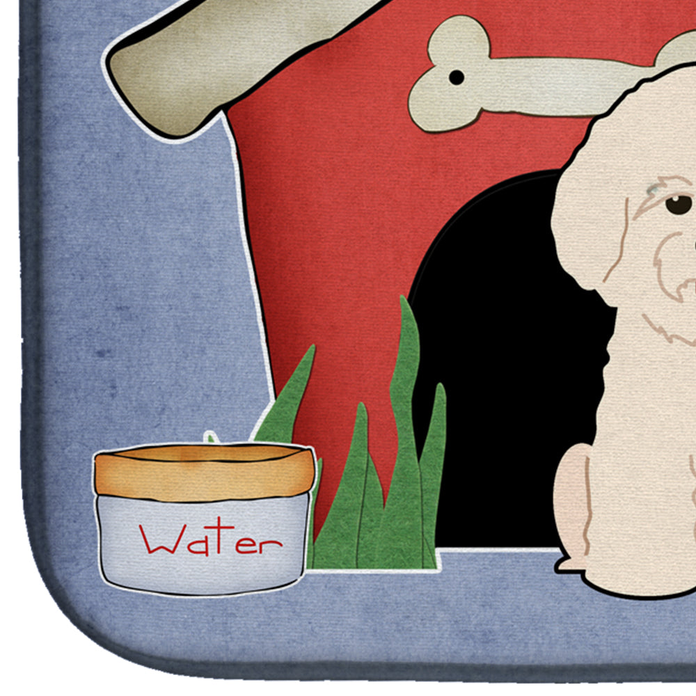 Dog House Collection Bichon Frise Dish Drying Mat Absorbent Dish Drying Mat Pad for Kitchen Counter Dish Drainer Mat for Countertop, 14 x 21", Multicolor