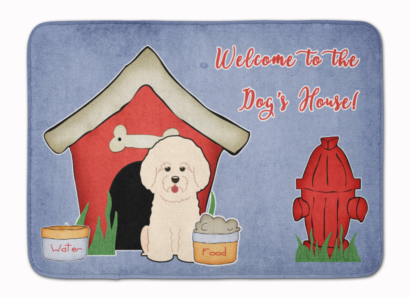 Dog House Collection Bichon Frise Memory Foam Kitchen Mat Machine Washable Anti-Fatigue Cushion Comfort Bath or Kitchen Rug