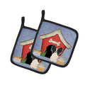Dog House Collection Papillon Black White Pot Holder Set of 2 Heat Resistant Quilted Hot Pads 7.5 x 7.5 Inch, Insulated Kitchen Trivets for Cooking & Baking