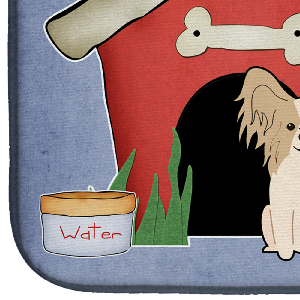 Dog House Collection Papillon Sable White Dish Drying Mat Absorbent Dish Drying Mat Pad for Kitchen Counter Dish Drainer Mat for Countertop, 14 x 21", Multicolor