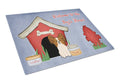 Dog House Collection Papillon Red White Cutting Board Tempered Glass Kitchen Cutting Surface, Heat Resistant Chopping, Non-Slip Feet, Food Prep & Serving