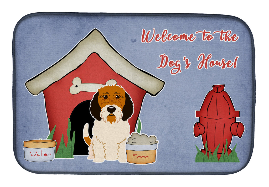 Dog House Collection Petit Basset Griffon Veenden Dish Drying Mat Absorbent Dish Drying Mat Pad for Kitchen Counter Dish Drainer Mat for Countertop, 14 x 21", Multicolor