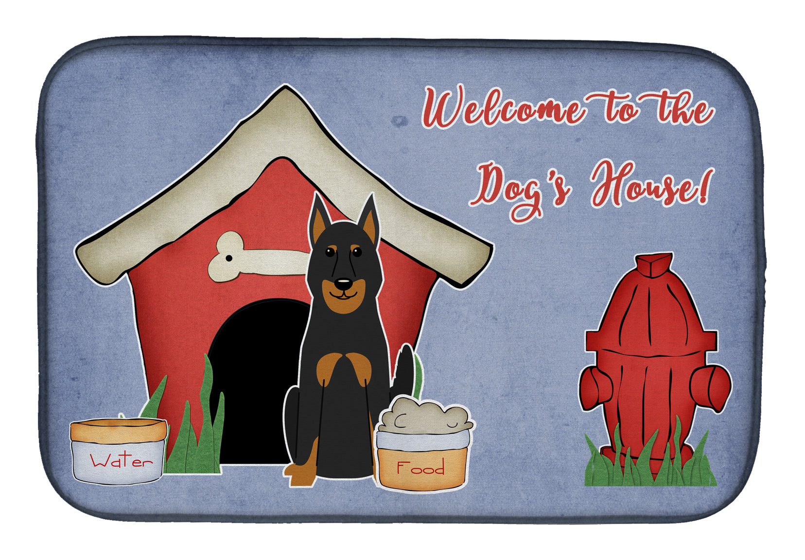Dog House Collection Beauce Shepherd Dog Dish Drying Mat Absorbent Dish Drying Mat Pad for Kitchen Counter Dish Drainer Mat for Countertop, 14 x 21", Multicolor