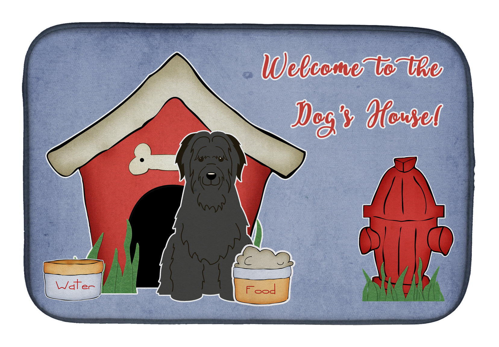 Dog House Collection Briard Black Dish Drying Mat Absorbent Dish Drying Mat Pad for Kitchen Counter Dish Drainer Mat for Countertop, 14 x 21", Multicolor