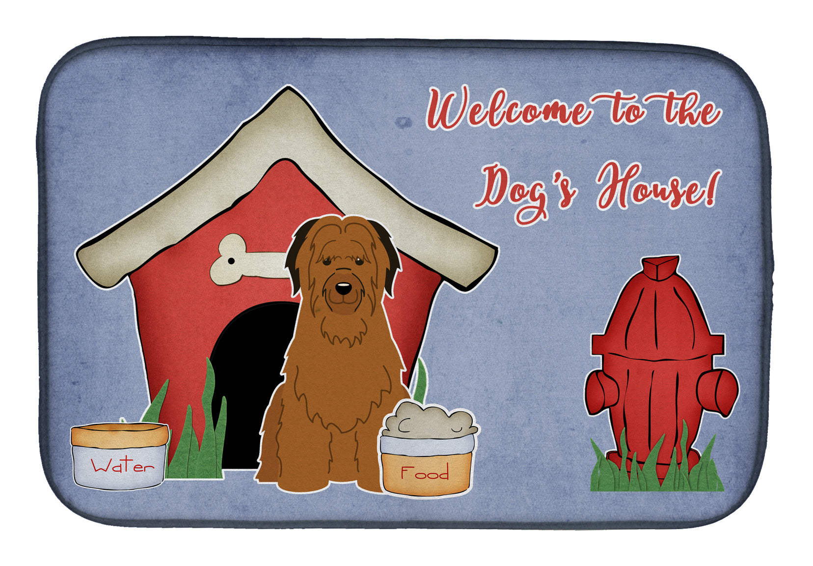 Dog House Collection Briard Brown Dish Drying Mat Absorbent Dish Drying Mat Pad for Kitchen Counter Dish Drainer Mat for Countertop, 14 x 21", Multicolor