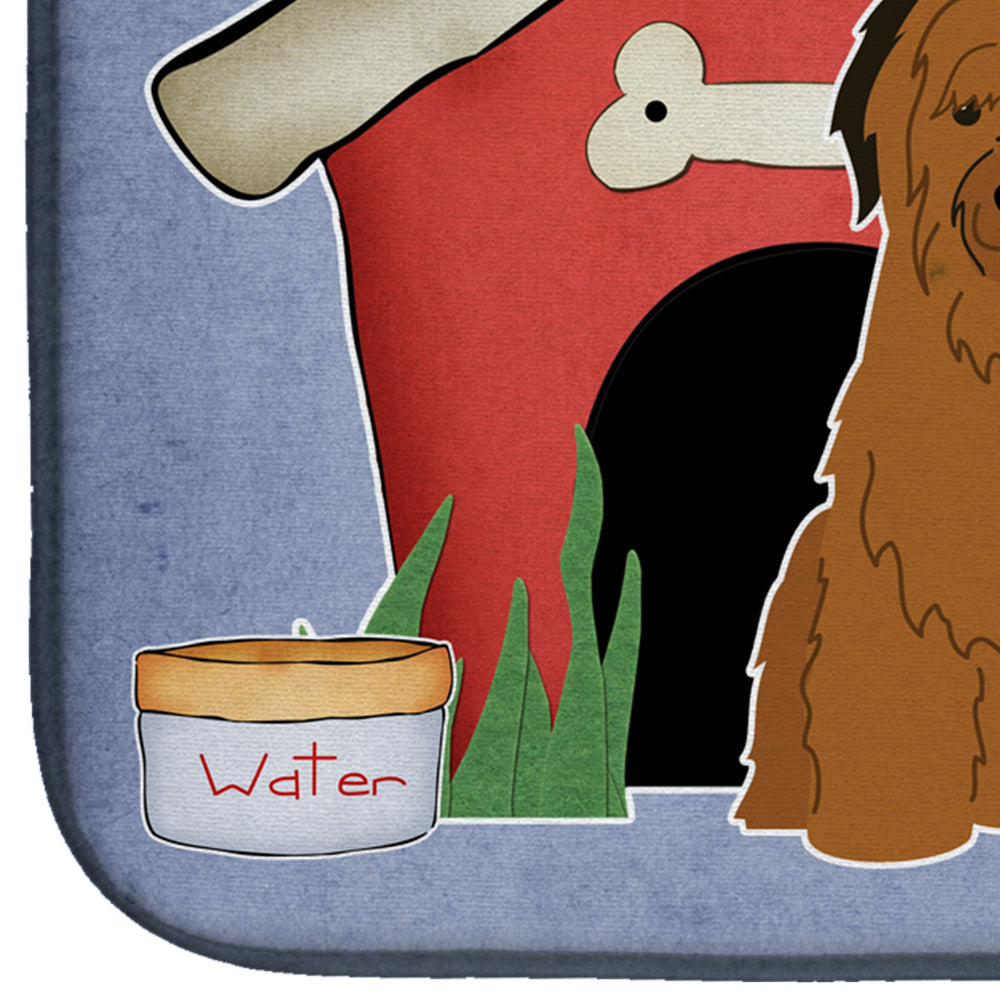 Dog House Collection Briard Brown Dish Drying Mat Absorbent Dish Drying Mat Pad for Kitchen Counter Dish Drainer Mat for Countertop, 14 x 21", Multicolor