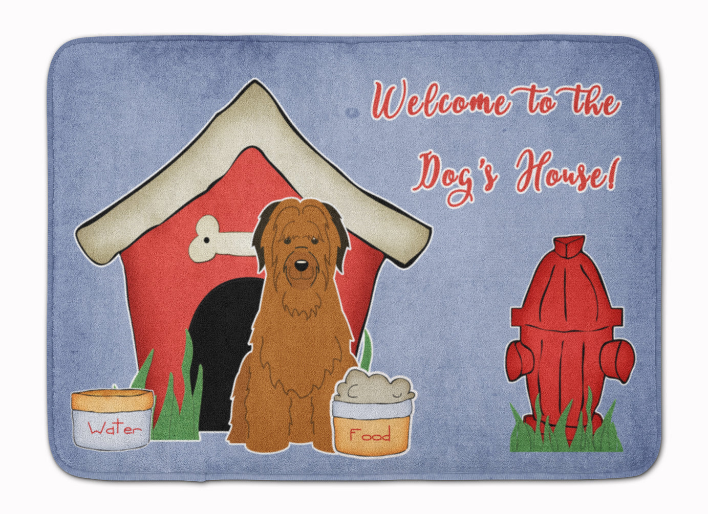 Dog House Collection Briard Brown Memory Foam Kitchen Mat Machine Washable Anti-Fatigue Cushion Comfort Bath or Kitchen Rug