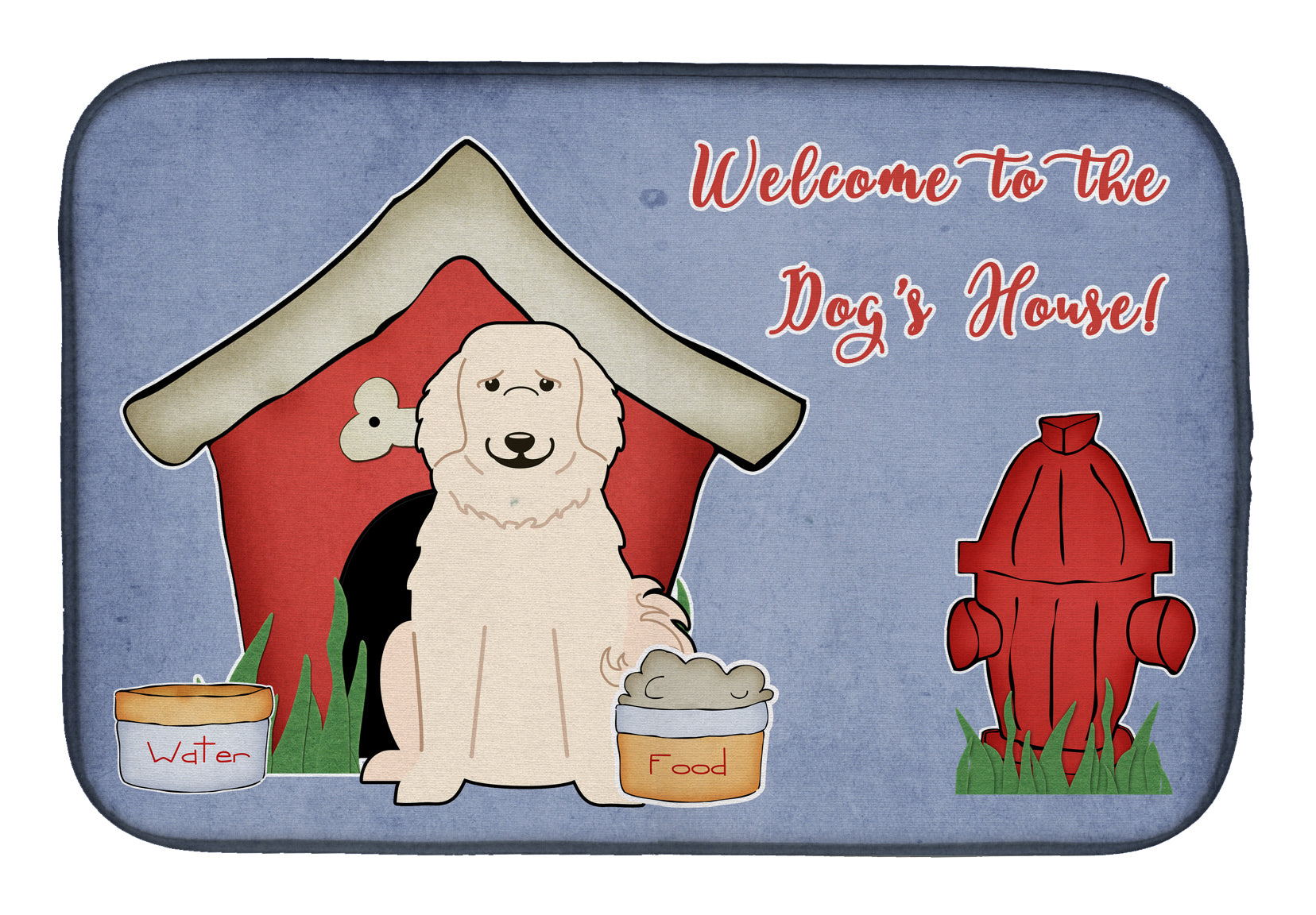 Dog House Collection Great Pyrenese Dish Drying Mat Absorbent Dish Drying Mat Pad for Kitchen Counter Dish Drainer Mat for Countertop, 14 x 21", Multicolor