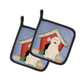 Dog House Collection Great Pyrenese Pot Holder Set of 2 Heat Resistant Quilted Hot Pads 7.5 x 7.5 Inch, Insulated Kitchen Trivets for Cooking & Baking