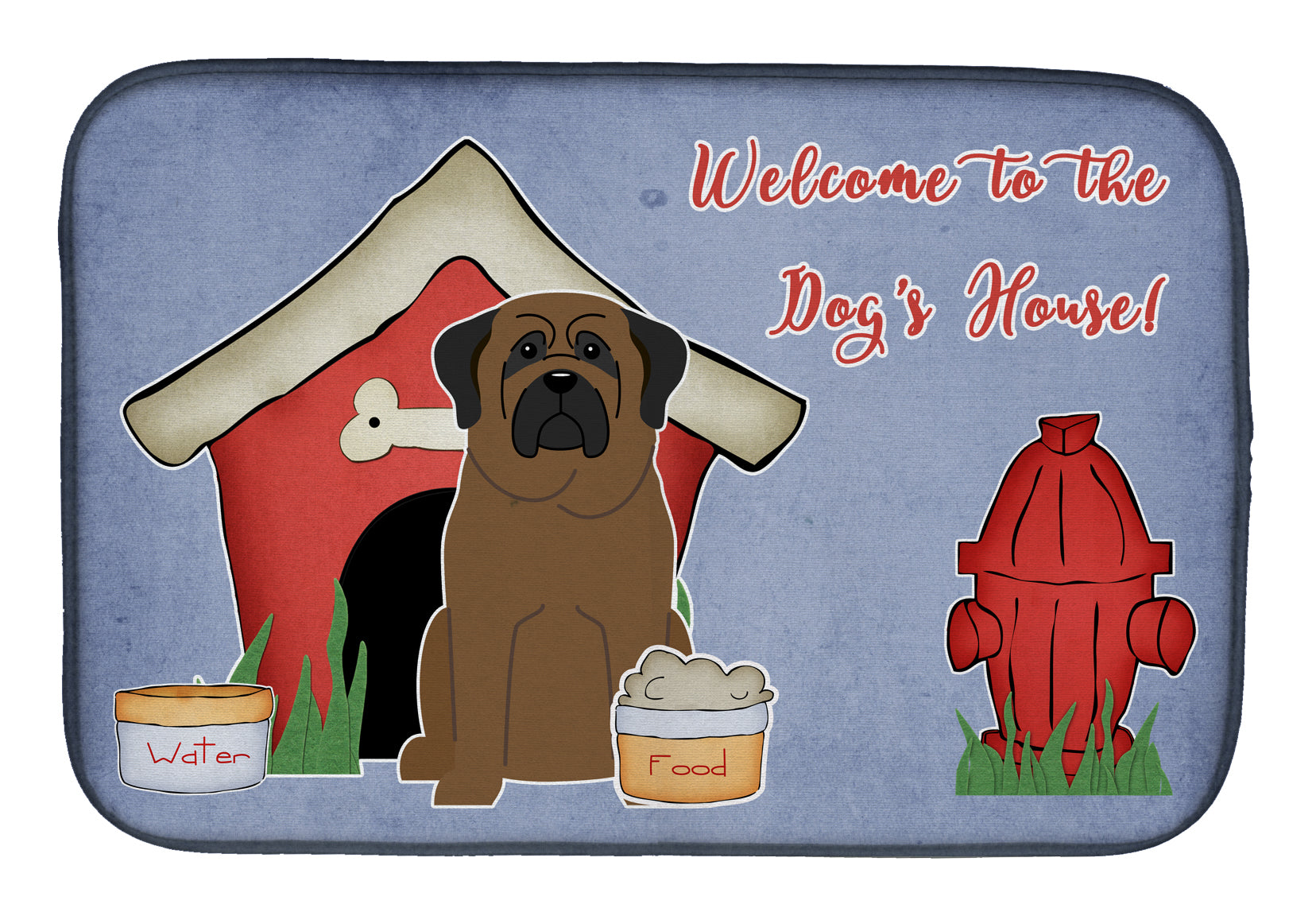 Dog House Collection Bullmastiff Dish Drying Mat Absorbent Dish Drying Mat Pad for Kitchen Counter Dish Drainer Mat for Countertop, 14 x 21", Multicolor